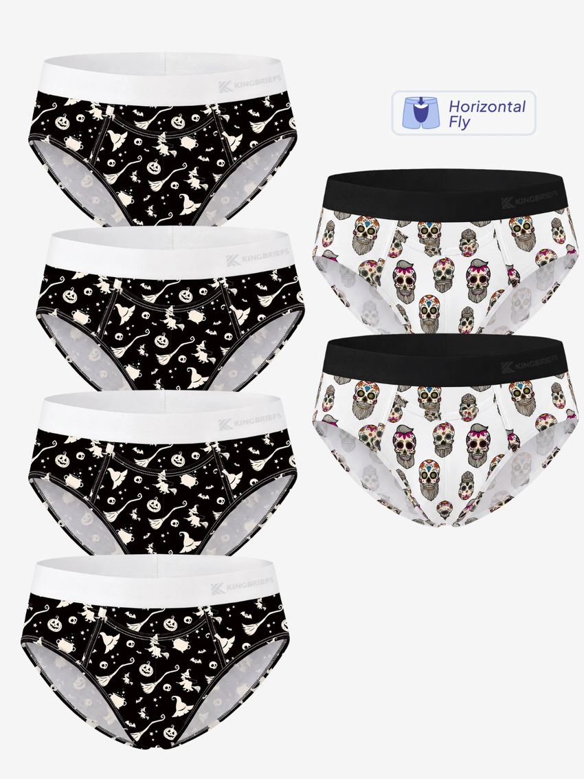 【Pre-Order】Halloween MidNight Boo & Sugar Skull Briefs 6-Pack