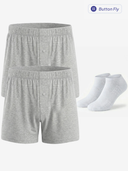 Lounge Set · 2 Knit Boxer + 1 Low-Cut Socks (Gray)