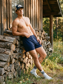 Relaxed Fit Knit Boxer (Button Fly) - Navy Blue