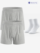 Lounge Set · 2 Knit Boxer + 1 Mid Crew Socks (Gray)