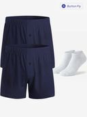 Lounge Set · 2 Knit Boxer + 1 Low-Cut Socks (Blue)