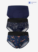 Classic Soft Brief 3-Pack · Deep Blue / Saddle Prints