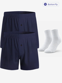 Lounge Set · 2 Knit Boxer + 1 Mid Crew Socks (Blue)