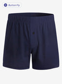 Relaxed Fit Knit Boxer (Button Fly) - Navy Blue