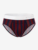 Classic Soft MicroModal Brief（Horizontal Fly） - Classic Pattern Club | Burgundy Club Stripe