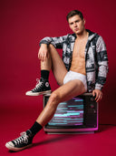 【Pre-Order】Classic Soft MicroModal Brief（Horizontal Fly） - Pixel Pulse | Binary Drift