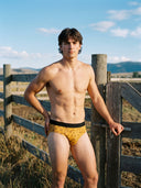 【Pre-Order】Classic Soft MicroModal Brief（Horizontal Fly） - Saddle & Stakes | Golden Rodeo Script
