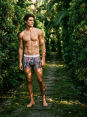 【Pre-Order】Classic Soft MicroModal Trunk（Horizontal Fly） - Island Ease | Sunny Leaves